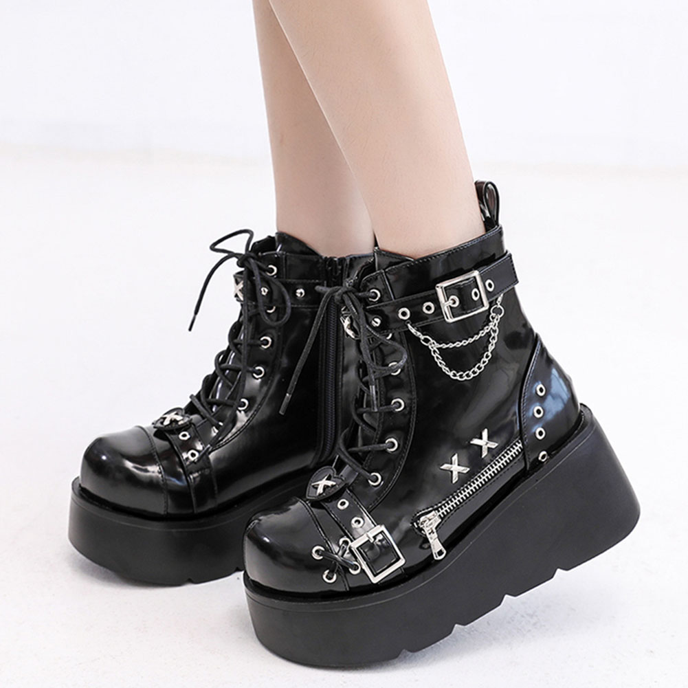 Motorcycle Chain - Nuovi Stivaletti Donna Goth con Plateau,